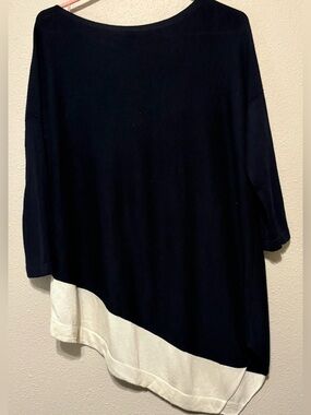 St. John Navy and White A Line Oversized Sweater.